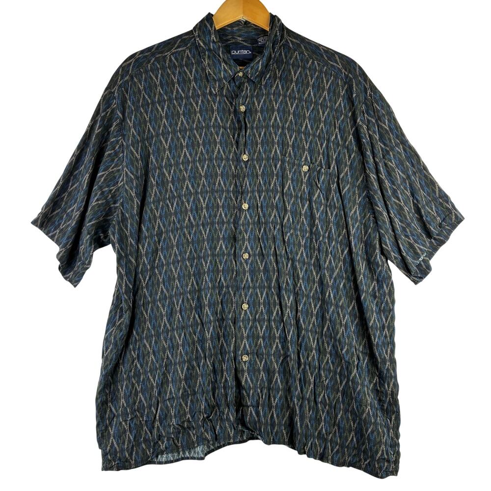 X2 J Ferrar/Puritan 100% Viscose Rayon Short Slv Button Up Shirts Mens XL Cabana